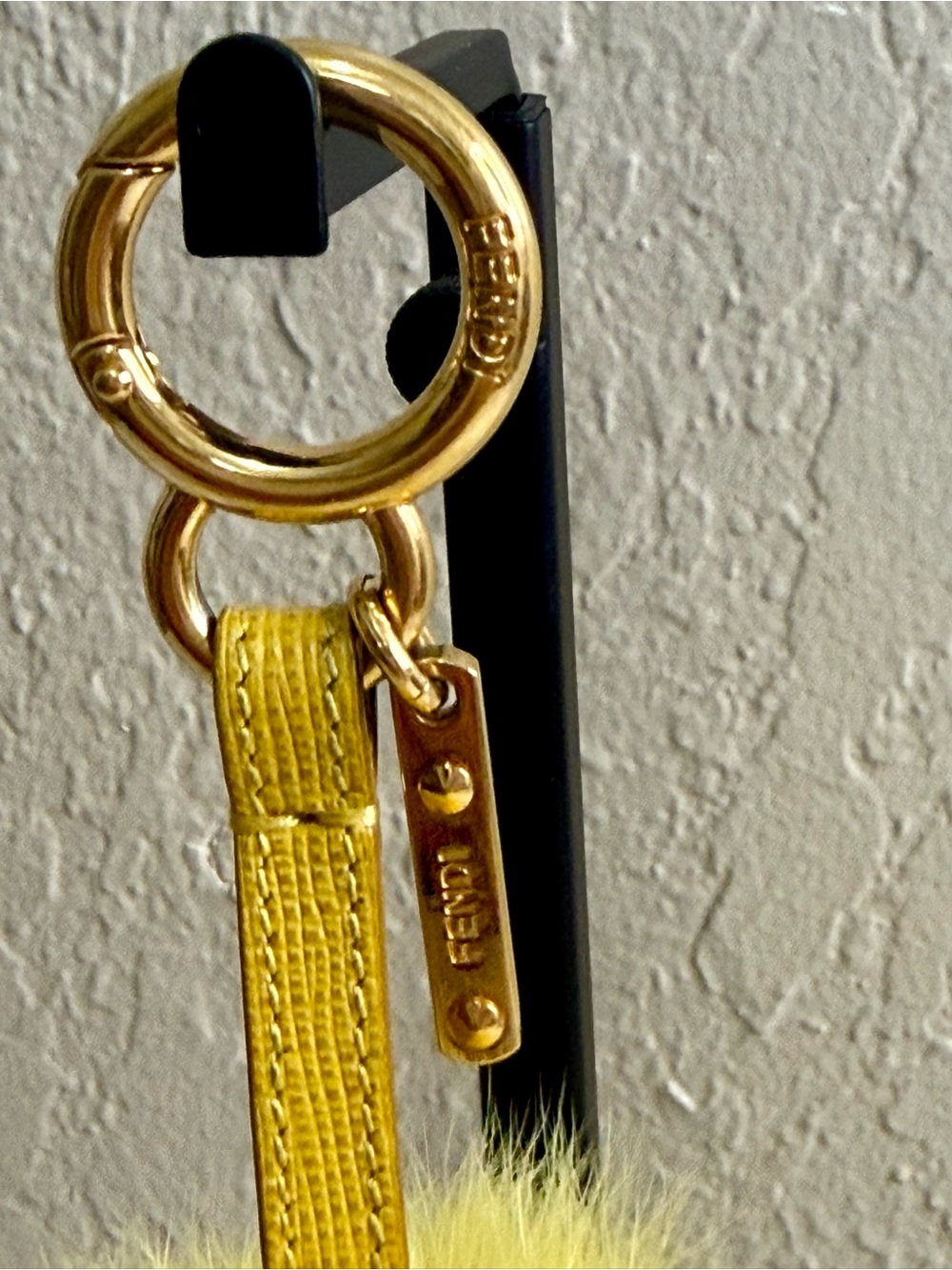 Fendi Yellow XL Pom Pom Key Charm - Picture 4 of 5